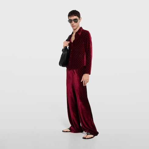 GG velvet devoré sportswear pants - bordeaux
