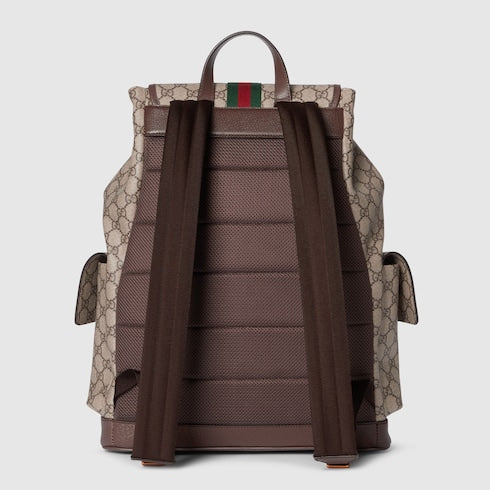 Ophidia large backpack - beige and dark brown fabric