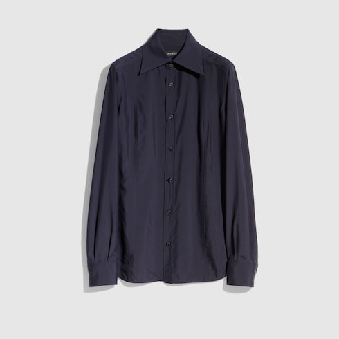 Silk poplin shirt - dark blue