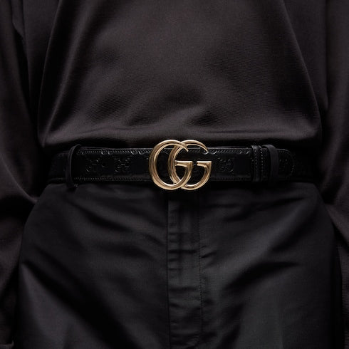 GG Marmont thin belt - black leather