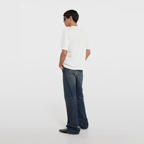 Cotton jersey T-shirt with devoré detail - off white