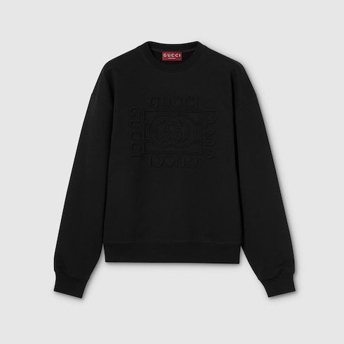 Brushed cotton jersey sweatshirt - black