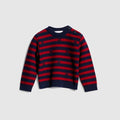 Baby striped wool sweater - navy and red