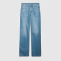 Bleached washed cotton denim pants - blue