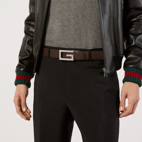 Reversible belt with Square G buckle - black/brown leather