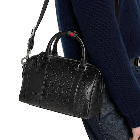 GG Emblem small duffle bag - black GG leather