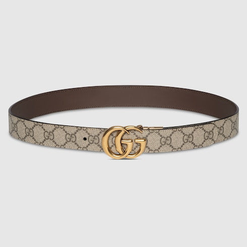 GG Marmont reversible belt - brown leather