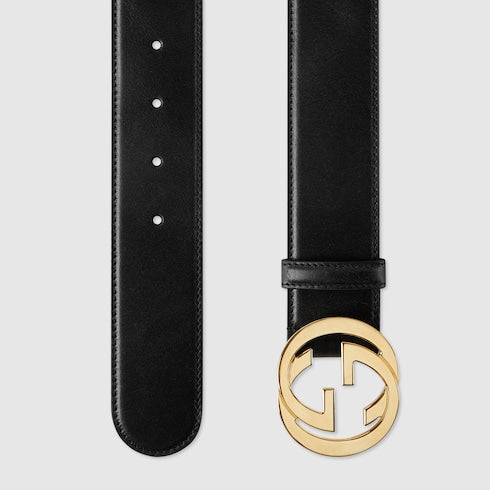 Belt with Interlocking G buckle - black leather