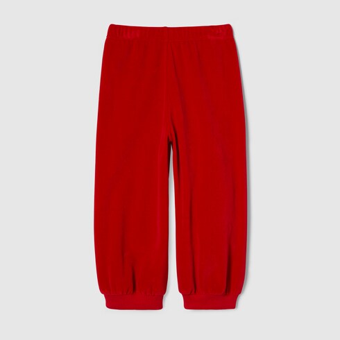 Children's chenille jogging pants - red