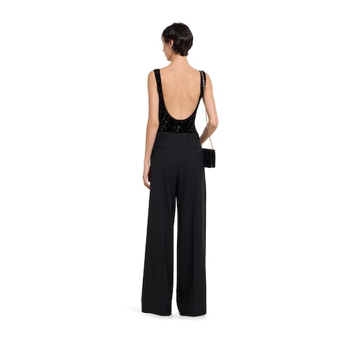 Chenille bodysuit with GG crystals - black
