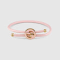 Bracelet with enamel Round Interlocking G - light pink leather