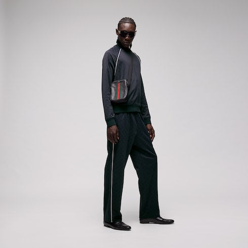 GG nylon and jersey pant - navy