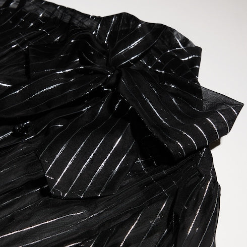 Pinstripe silk organza chemisier dress - black and silver