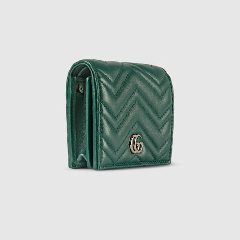GG Marmont card case wallet - green leather
