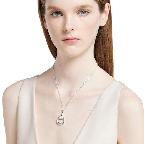 Gucci Horsebit diamond 18k pendant necklace - 18k white gold