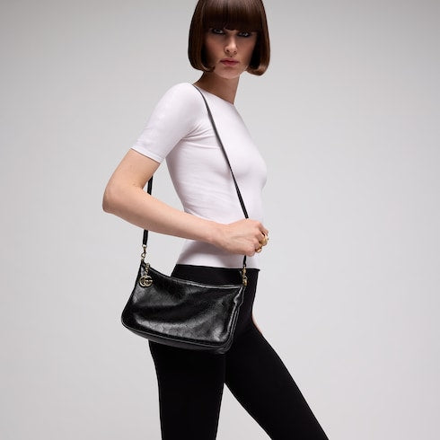 Lady Lunetta Chain small shoulder bag - black GG leather