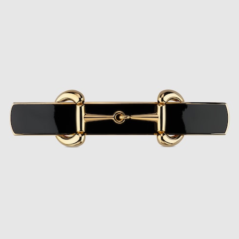 Horsebit hair clip with enamel - black enamel