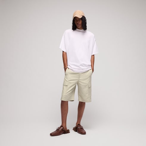 Lightweight cotton nylon twill pants - beige