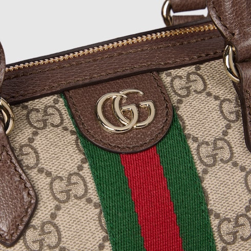 Ophidia medium boston bag - beige and brown GG fabric