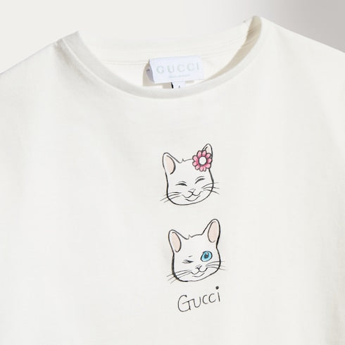 Children's cotton T-shirt with print - white