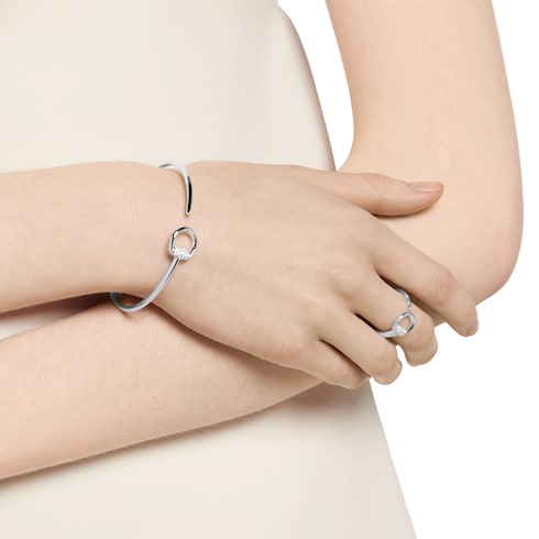 Gucci Horsebit diamond 18k bangle bracelet - 18k white gold