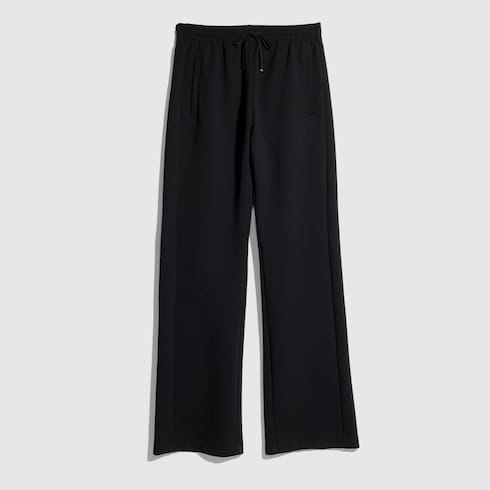 Stretch cotton jersey sportswear pants - black