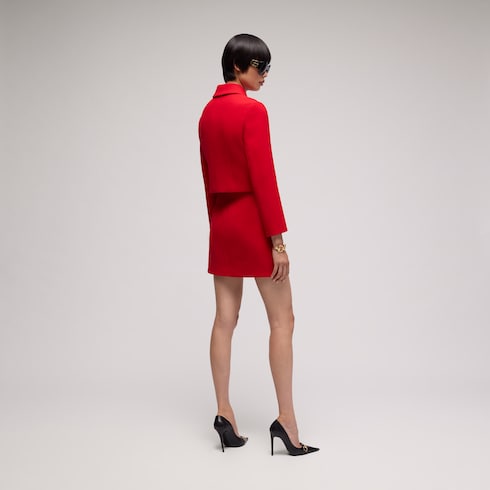 Crêpe wool jacket with Double G button - red