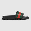 Black Rubber Web Slide Sandal