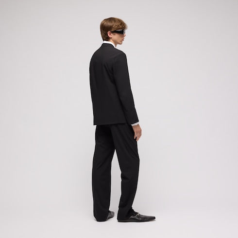 Technical wool blend jacket - black