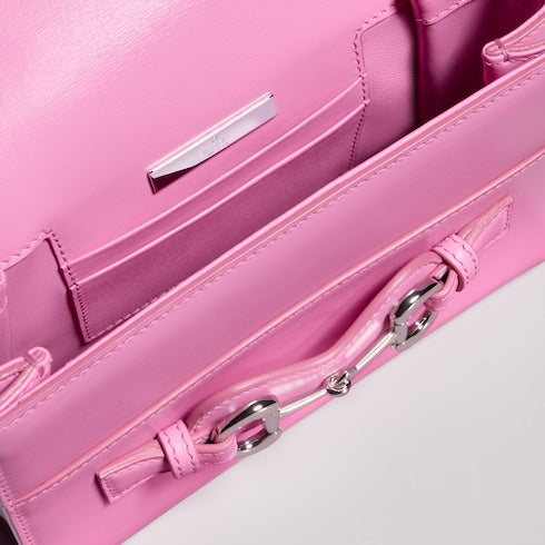 Horsebit Duomo small top handle bag - bright pink leather