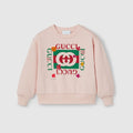 Children's cotton sweatshirt with print - light pink