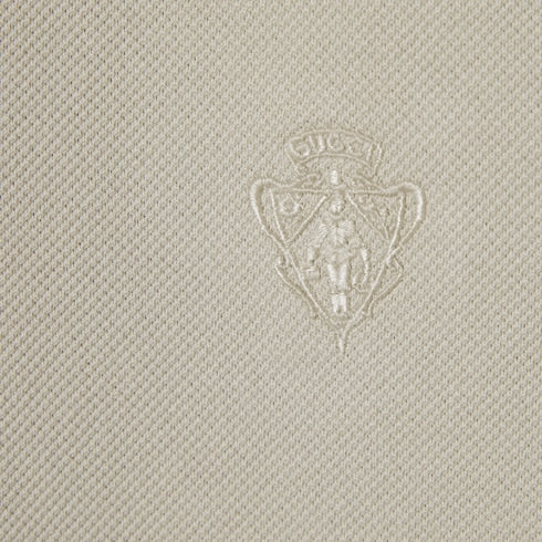 Cotton piquet polo shirt with embroidery - light grey