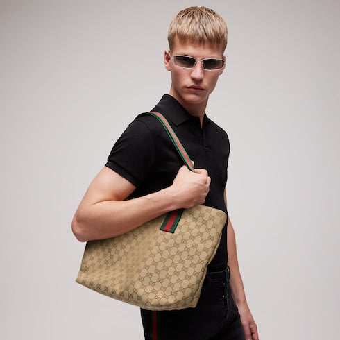 GG small tote bag - sand and brown GG canvas
