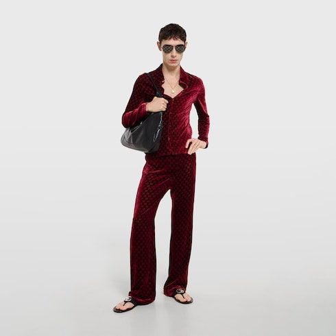 GG stretch velvet devoré pants - bordeaux