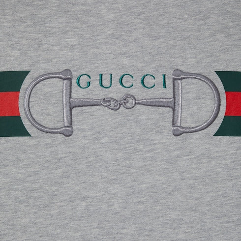 Cotton jersey sweatshirt with print - grey