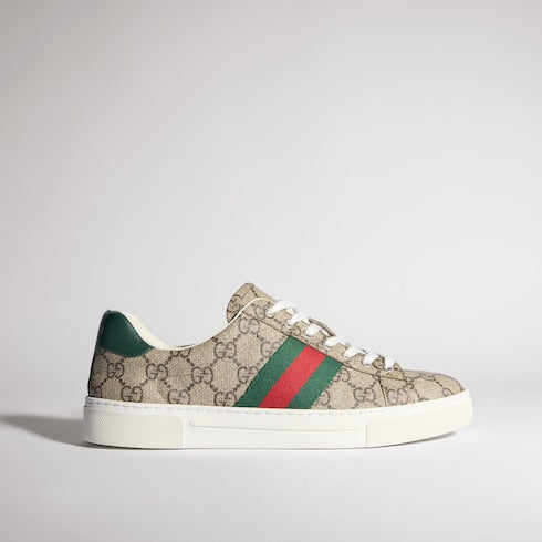 Women's Gucci Ace sneaker with Web - beige and ebony Supreme