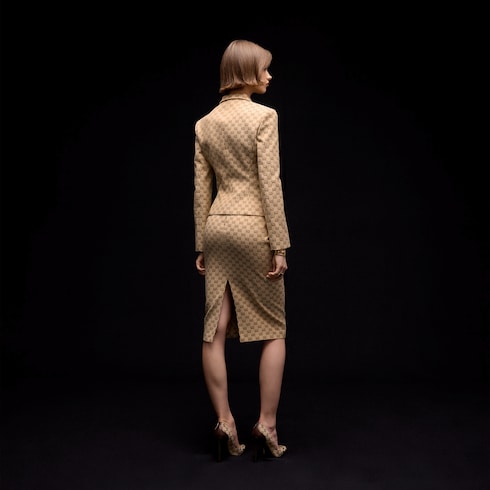 GG cotton canvas midi skirt - sand