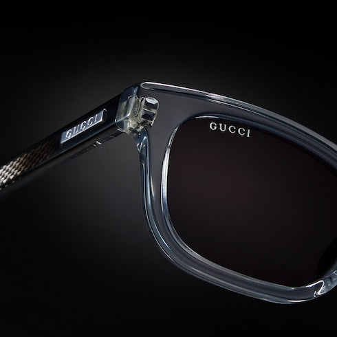 Rectangular-frame sunglasses - transparent grey