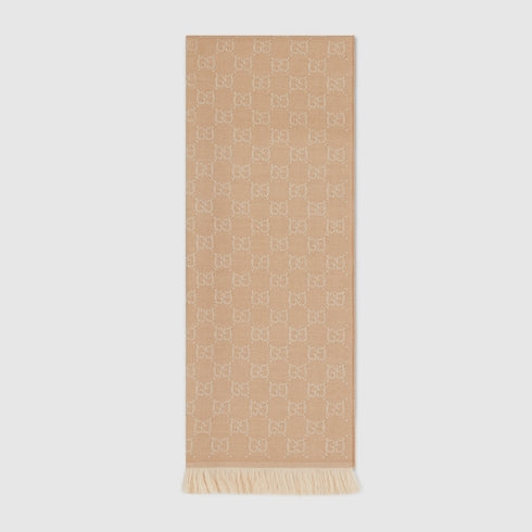GG wool scarf - beige and ivory