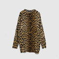 Printed knit cashmere dress - brown and black