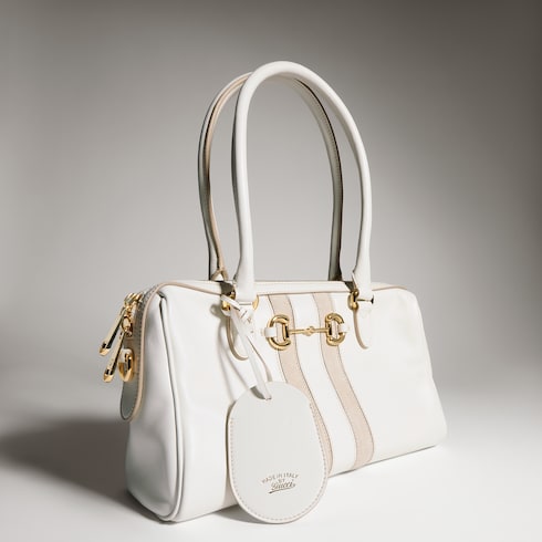Borsetto medium boston bag - white leather