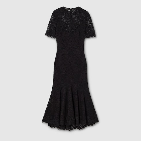 GG flower stretch lace dress - black