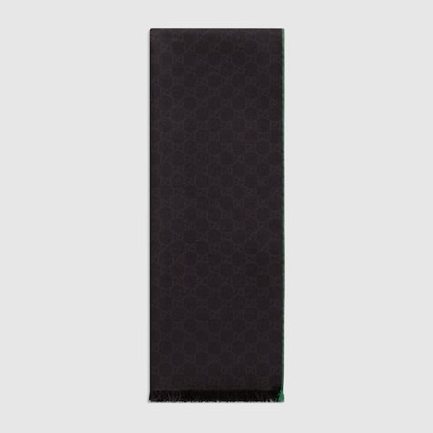 GG wool silk jacquard stole - black