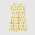 Children's printed cotton dress - white and yellow
