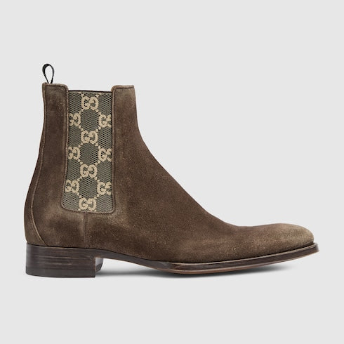 Men's worn-out effect ankle boot - dark brown suede