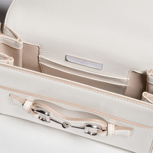 Horsebit Duomo small top handle bag - white leather