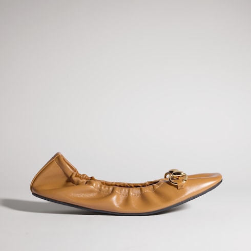 Women's Prima ballet flat - medium brown leather