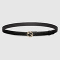 Belt with Interlocking G buckle - black GG leather