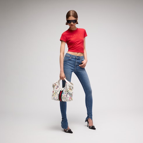 Gucci Giglio small tote bag - white and multicolor net