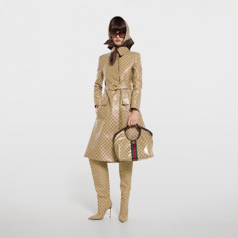 Gucci Giglio small tote bag - sand and brown GG fabric
